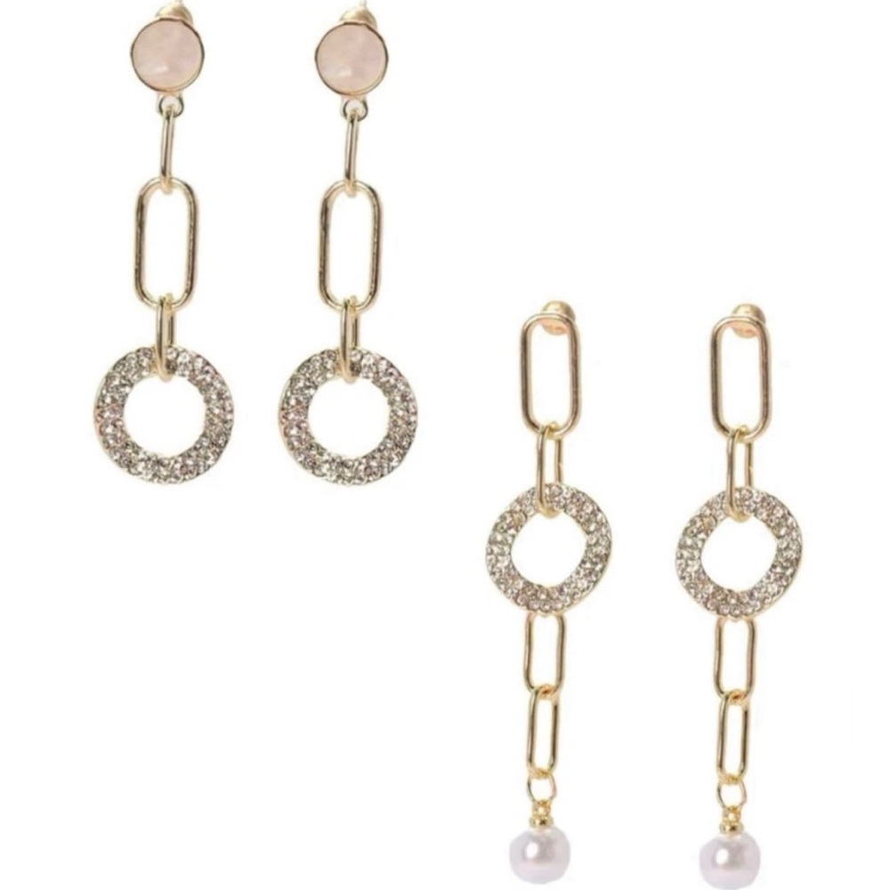 🆕 Sparkling Paperclip Earrings (2sets)